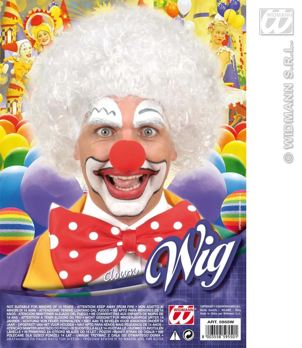 WIDMANN Pruik Clown Wit - Afbeelding 2