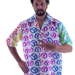 FUNNY FASHION Kleurrijk Hippie Peace Shirt Man