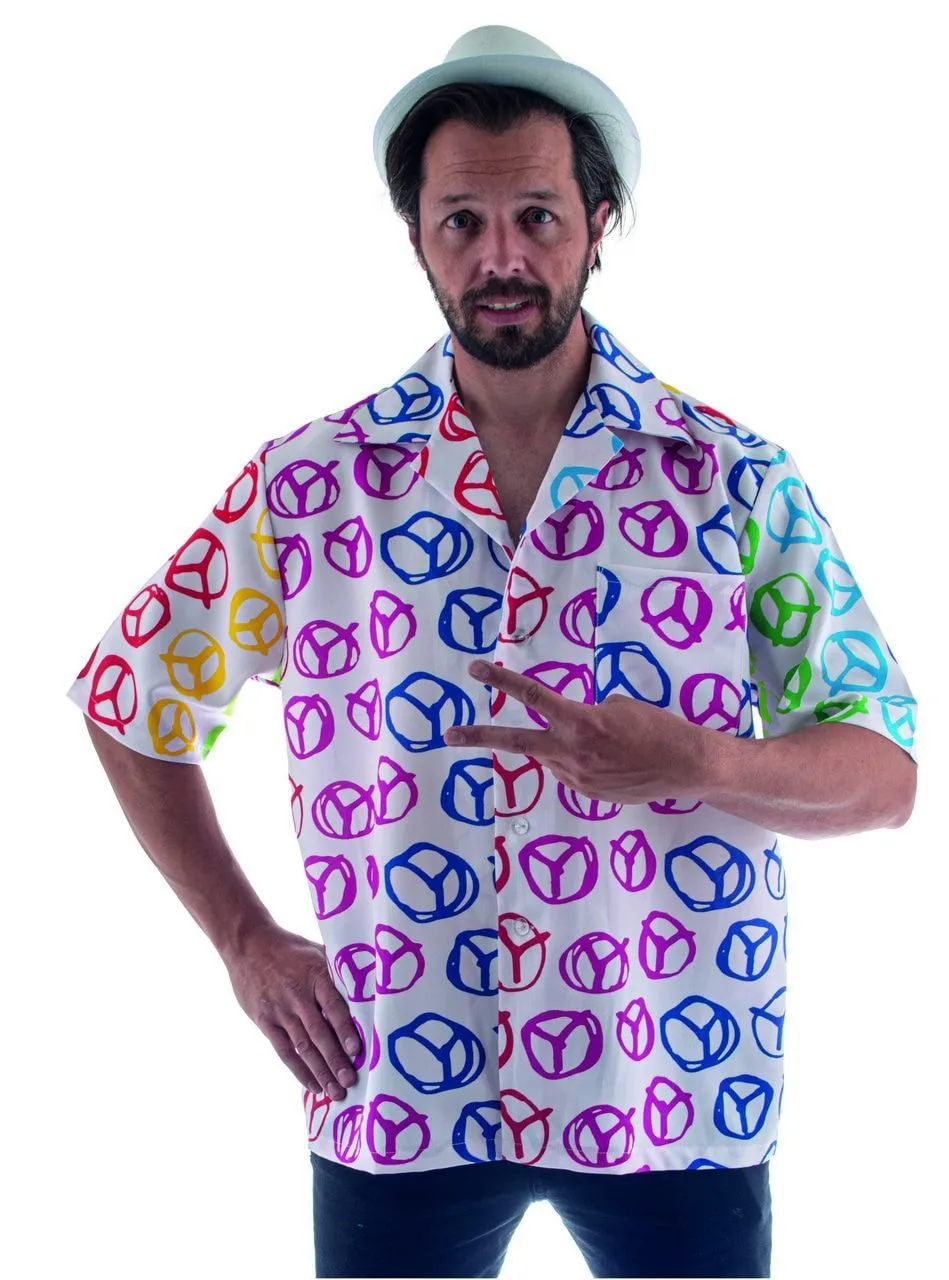 FUNNY FASHION Kleurrijk Hippie Peace Shirt Man
