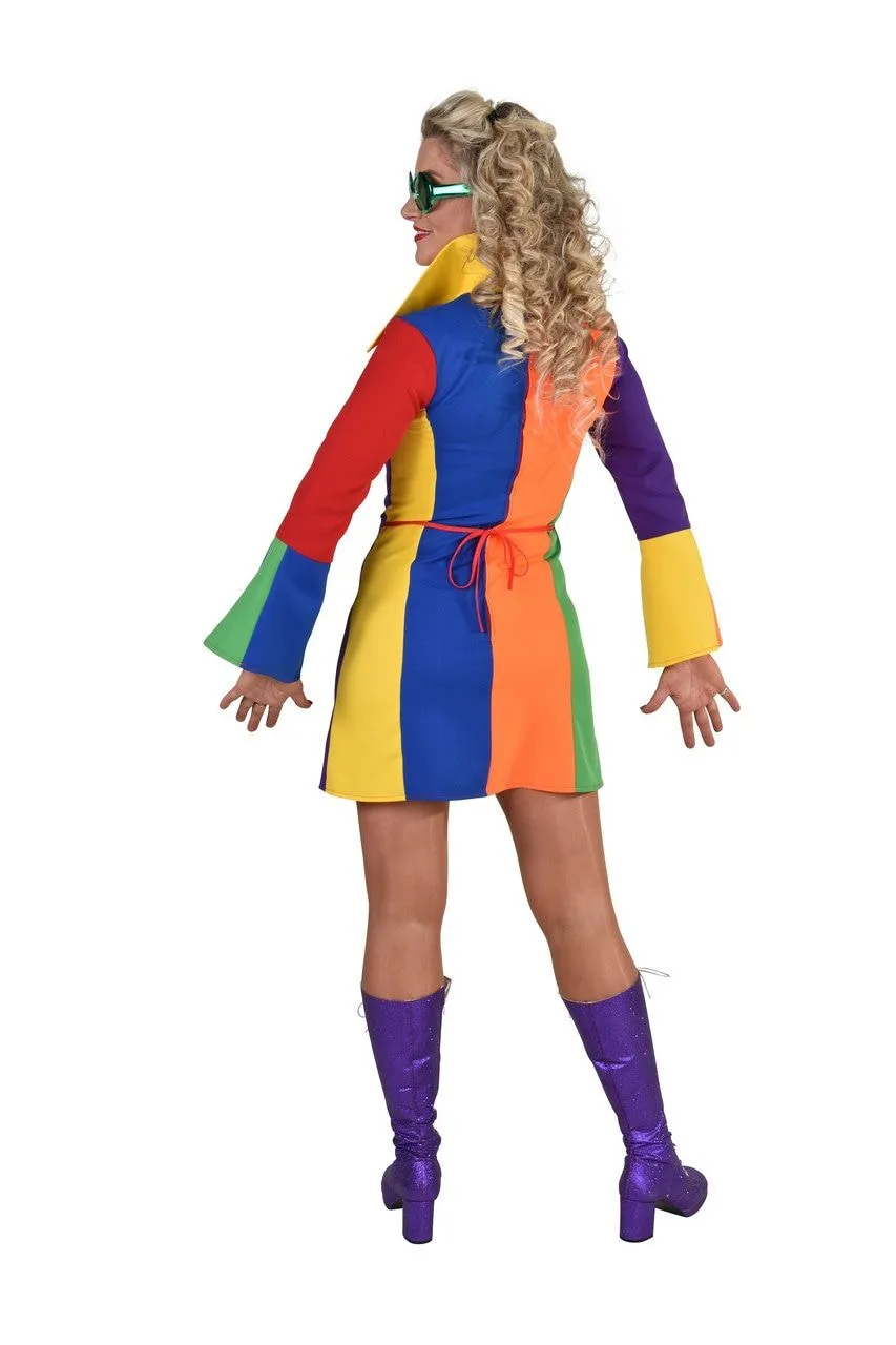 Magic By Freddy's Vrolijk Regenboog Jaren 70 Stijl Vrouw Kostuum - Afbeelding 2