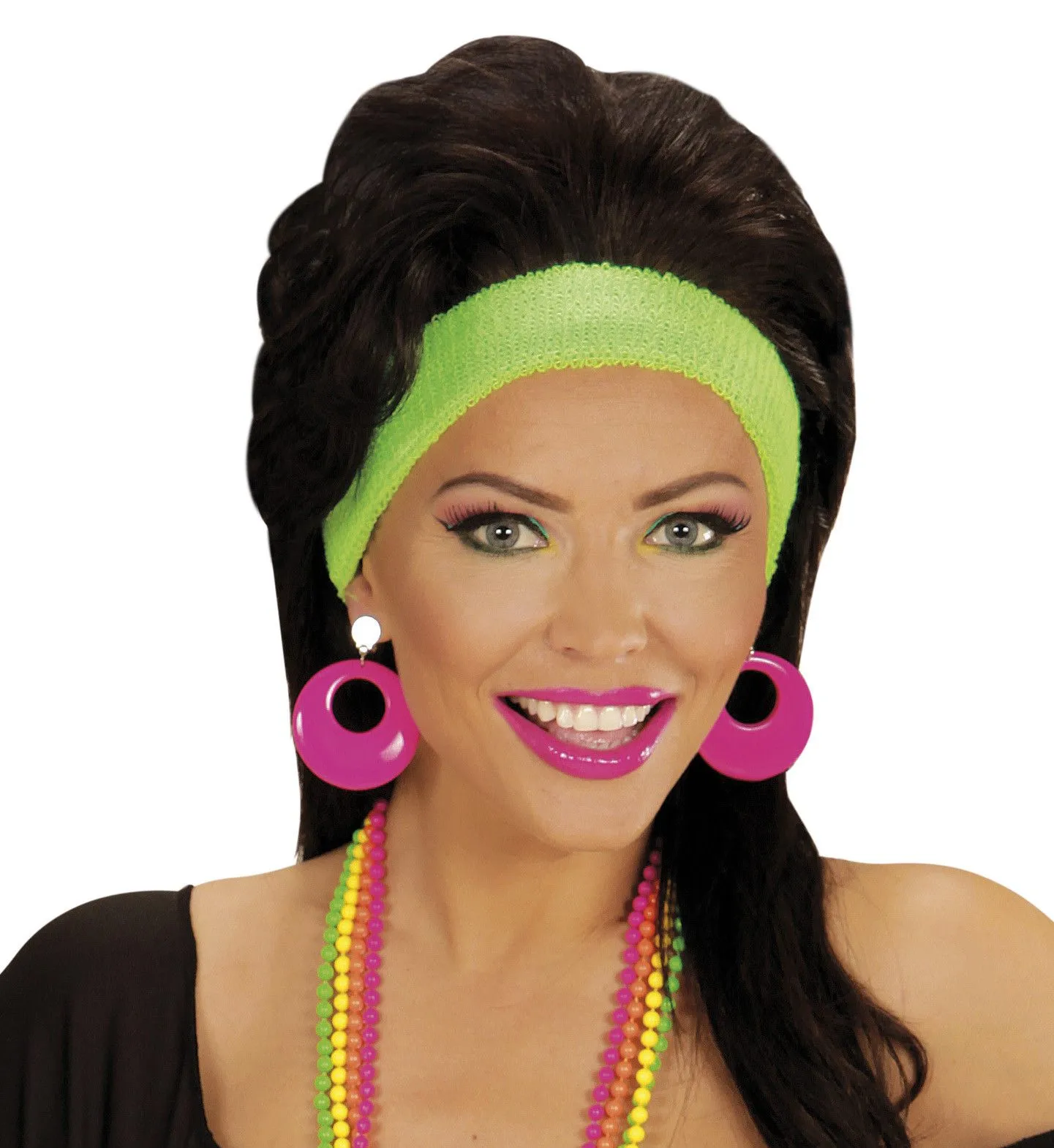 WIDMANN Flower Girl Oorringen Neon Roze - Afbeelding 2