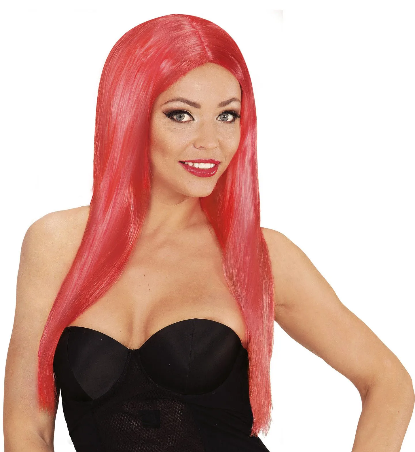 WIDMANN Lange Glamour Pruik, Glamour Rood