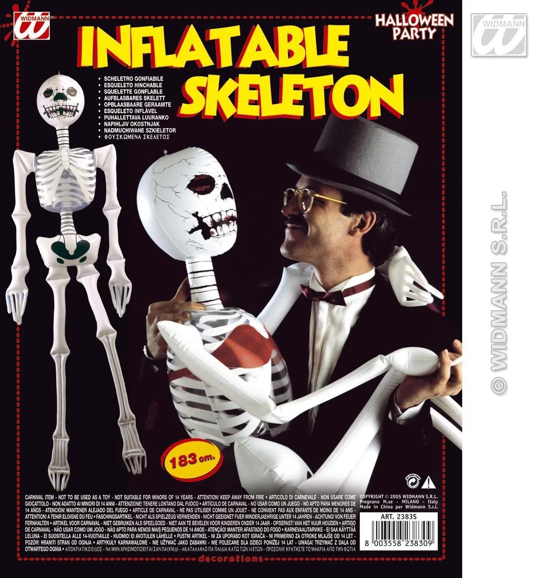 WIDMANN Opblaasbaar Skelet, 183 Centimeter