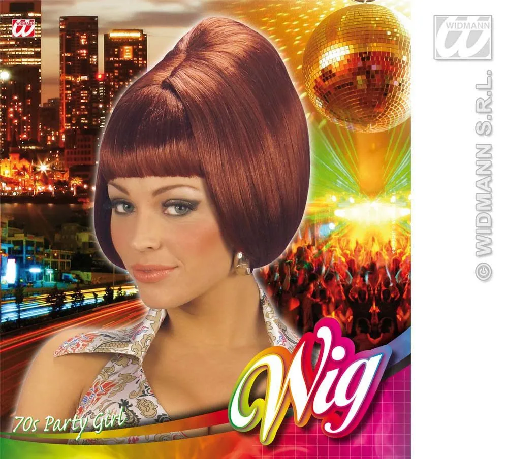 WIDMANN Pruik, Party Girl 70s Bruin - Afbeelding 2