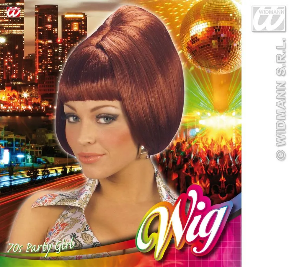 WIDMANN Pruik, Party Girl 70s Bruin - Afbeelding 3