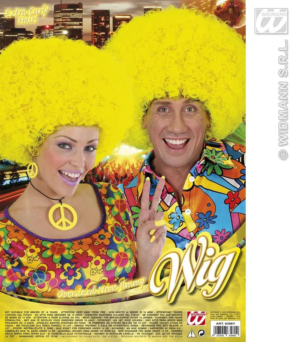 WIDMANN Pruik, Jimmy Neon, Geel - Afbeelding 3