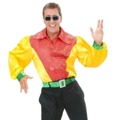WIDMANN Shirt Pailletten Satijn 3-Kleuren Man