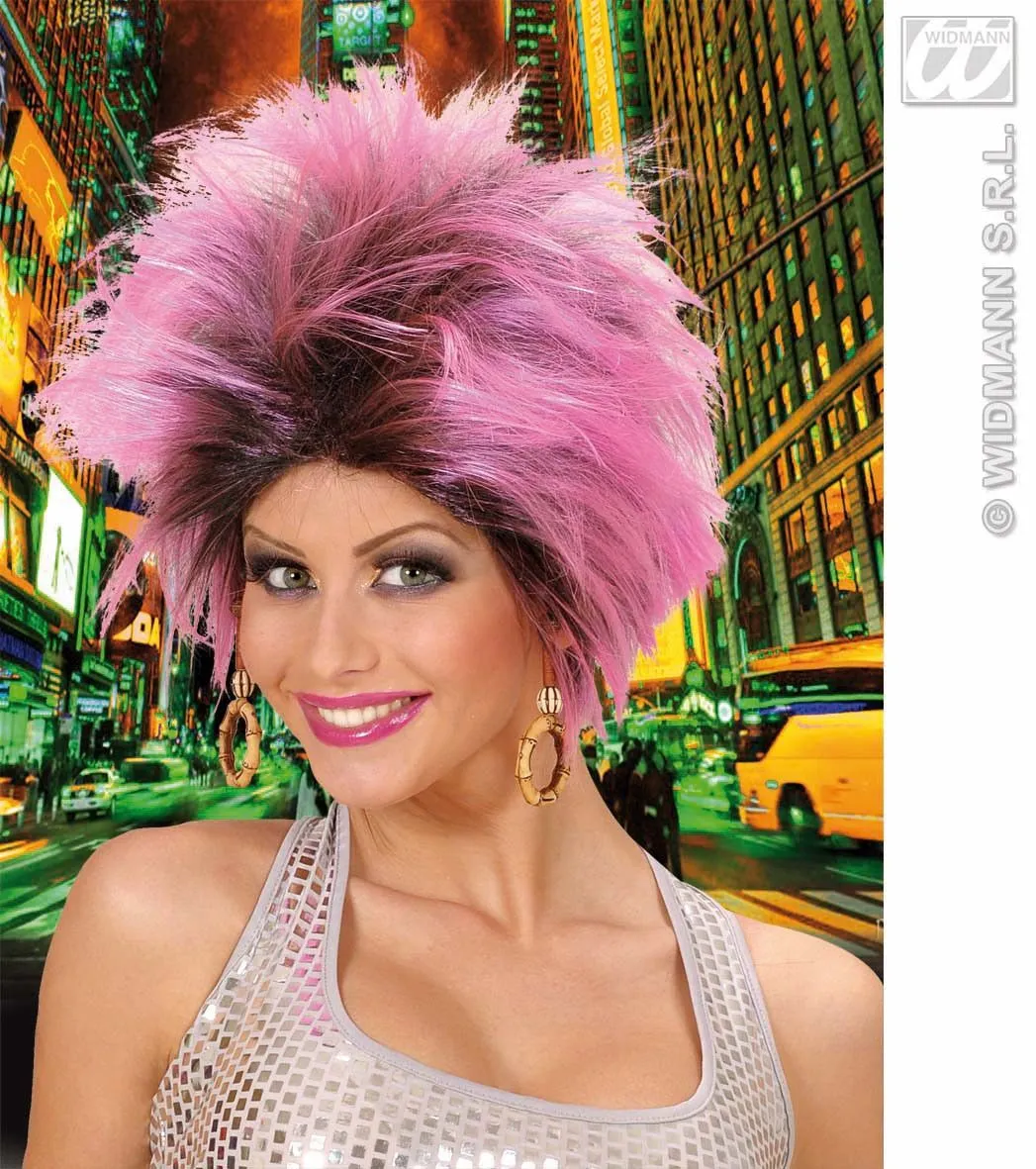 WIDMANN Pruik, Frenzy Roze / Zwart