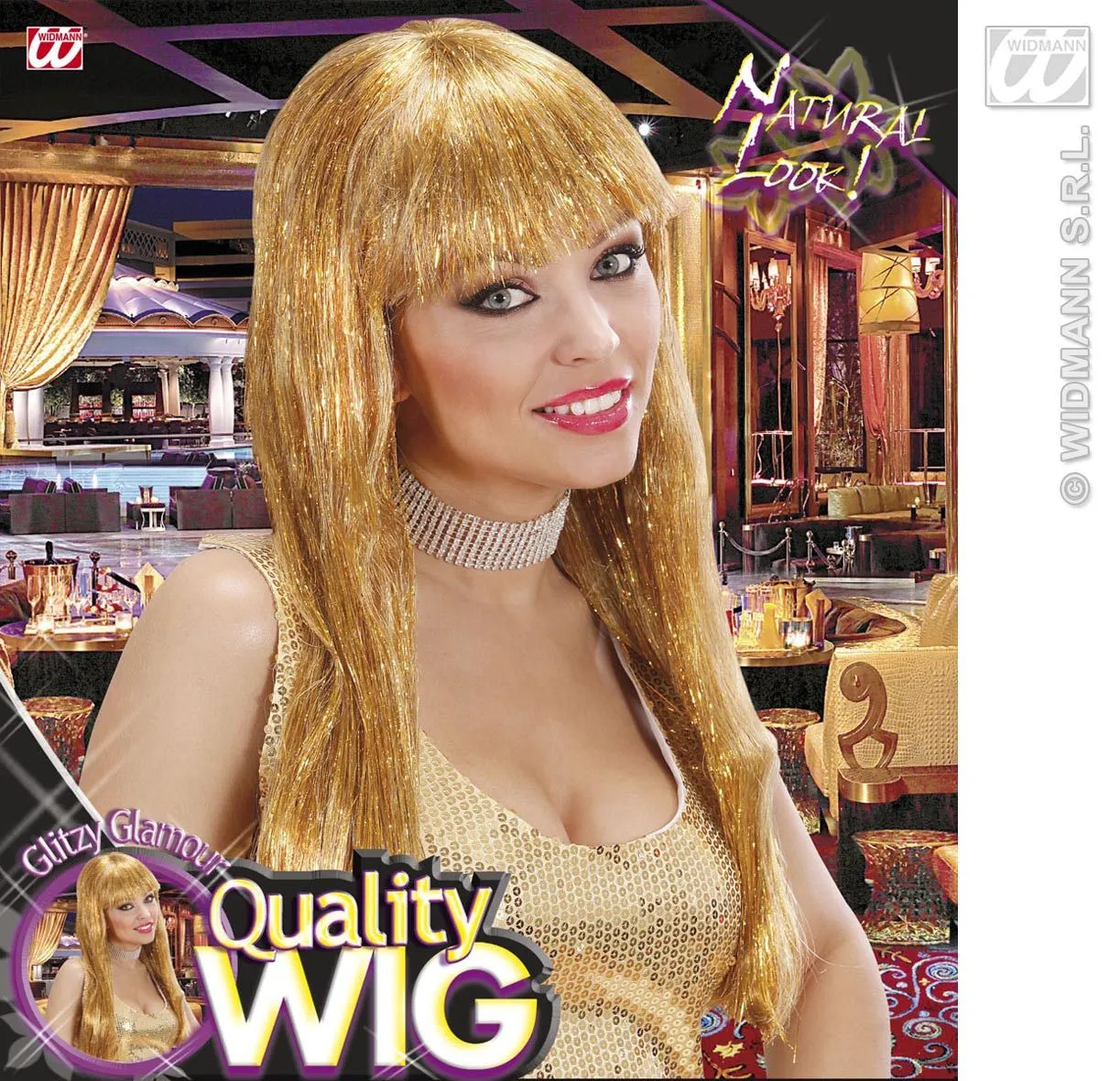 WIDMANN Pruik, Glitzy Glamourpruik, Goud - Afbeelding 2