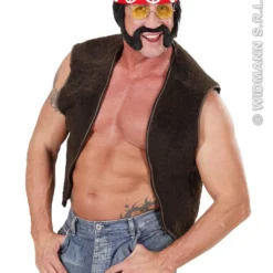 WIDMANN Pruik, Hippie Zwart Met Snor, Bakkebaard En Bril