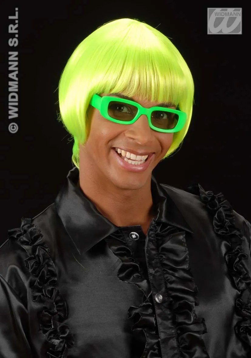 WIDMANN Pruik, Rave Neon Groen - Afbeelding 2