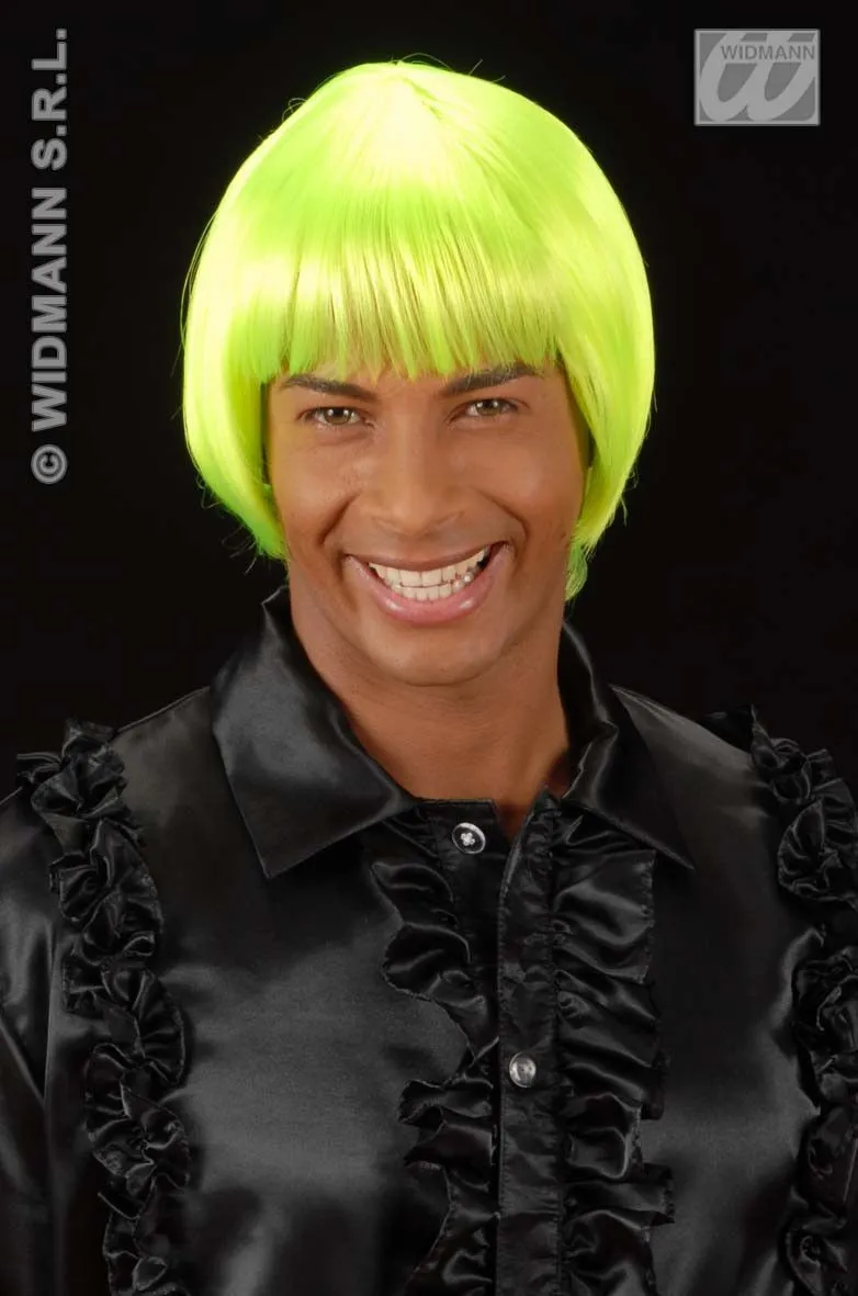 WIDMANN Pruik, Rave Neon Groen - Afbeelding 3
