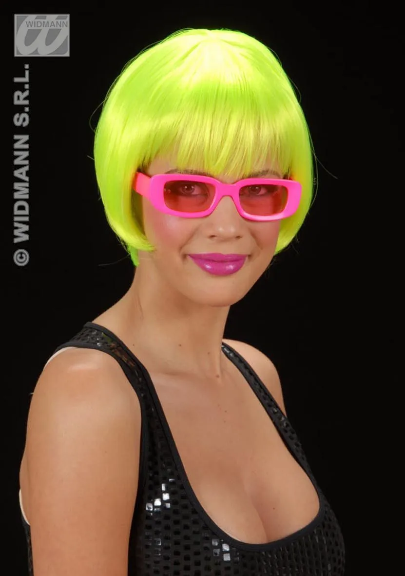 WIDMANN Pruik, Rave Neon Groen - Afbeelding 4