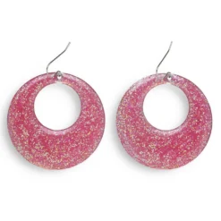 WIDMANN 70s-80s Roze Glitter Oorbellen