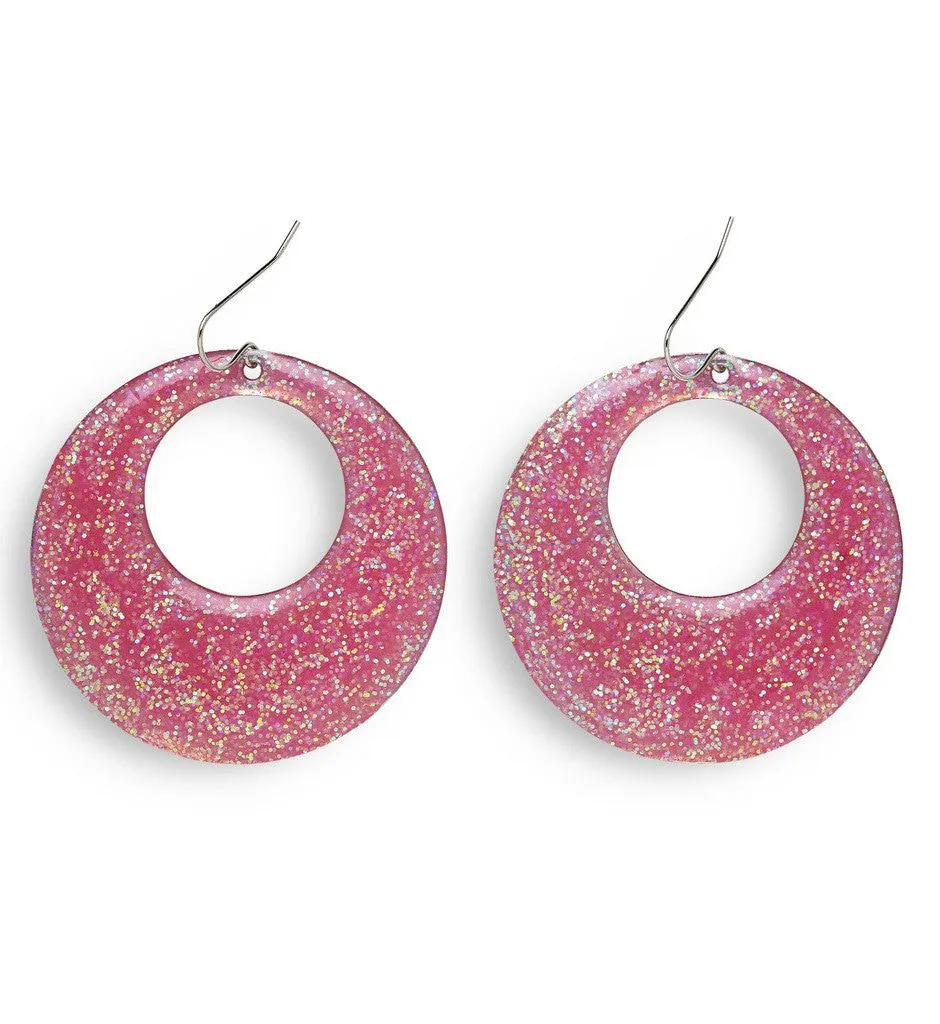 WIDMANN 70s-80s Roze Glitter Oorbellen