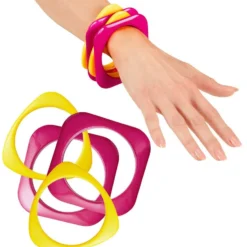 WIDMANN 70er Jaren Armband Disco Roze / Geel
