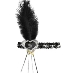 WIDMANN 20s Glitter Hoofdbandje Zwart / Zilver Happy New Year Hartje