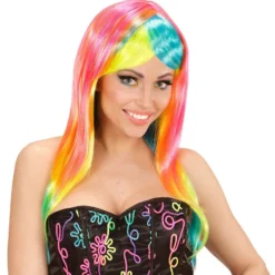 WIDMANN Extravaganza Pruik, Fashion Neon