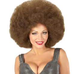 WIDMANN Soul Diva Pruik, Afro Extra Groot Bruin