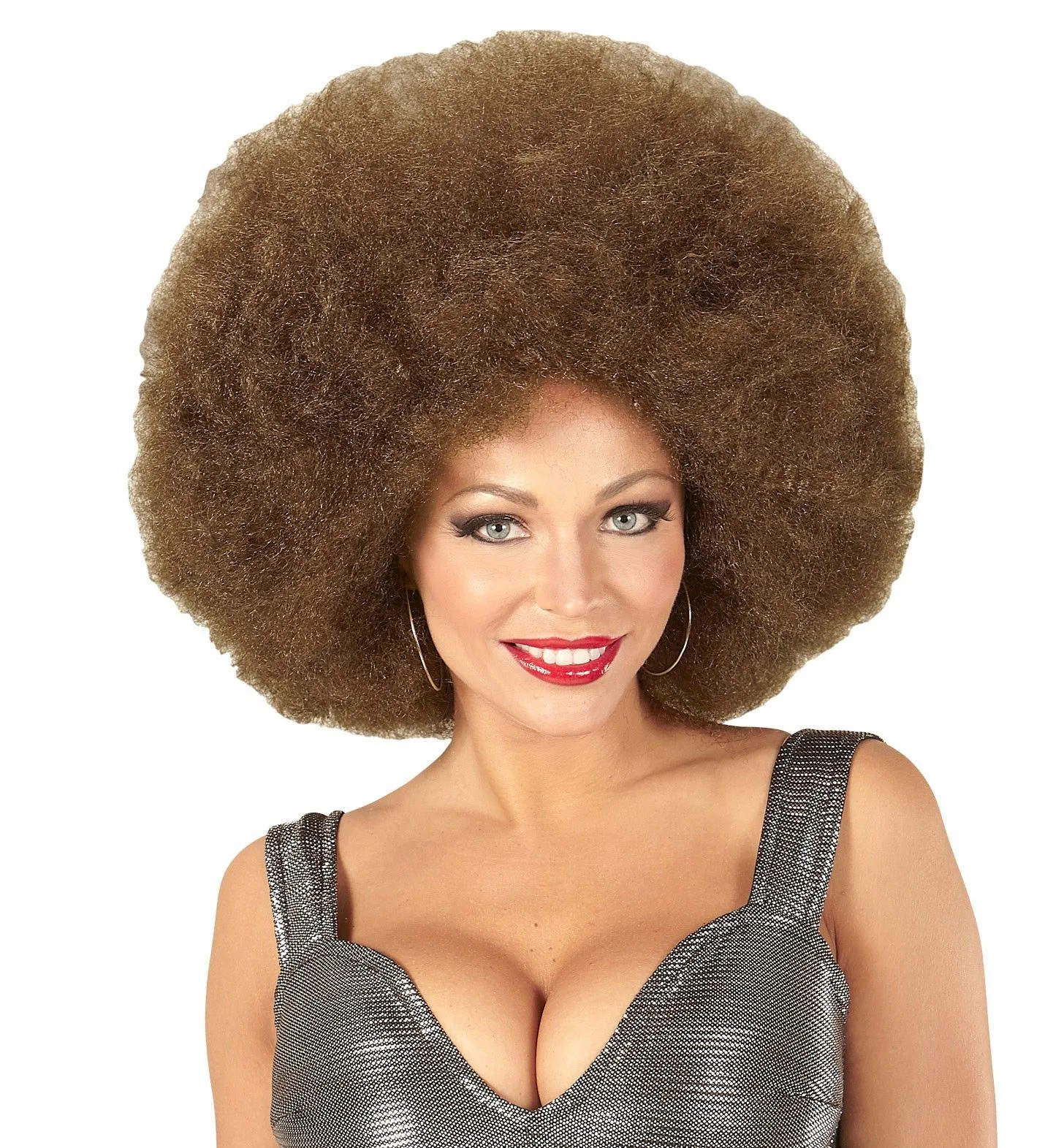 WIDMANN Soul Diva Pruik, Afro Extra Groot Bruin