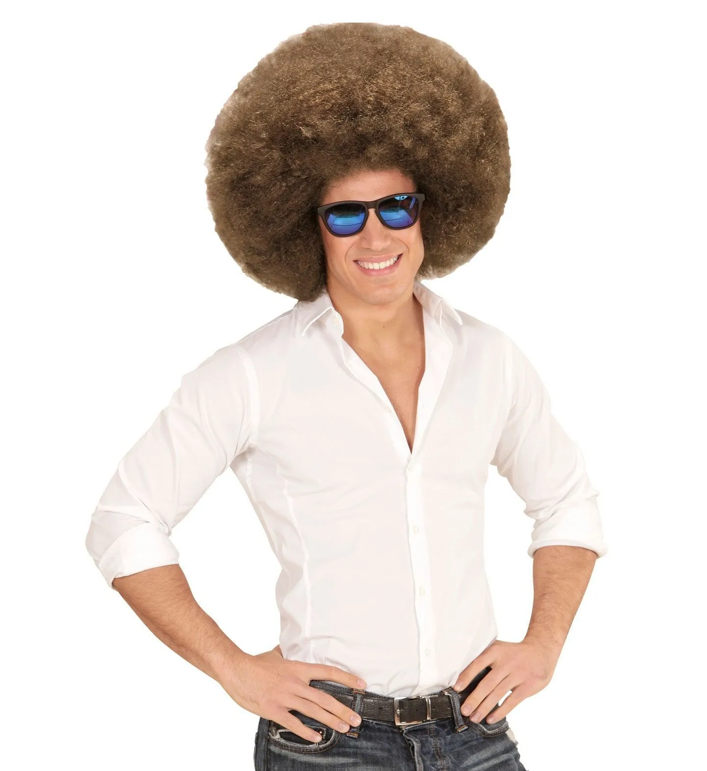 WIDMANN Soul Diva Pruik, Afro Extra Groot Bruin - Afbeelding 2