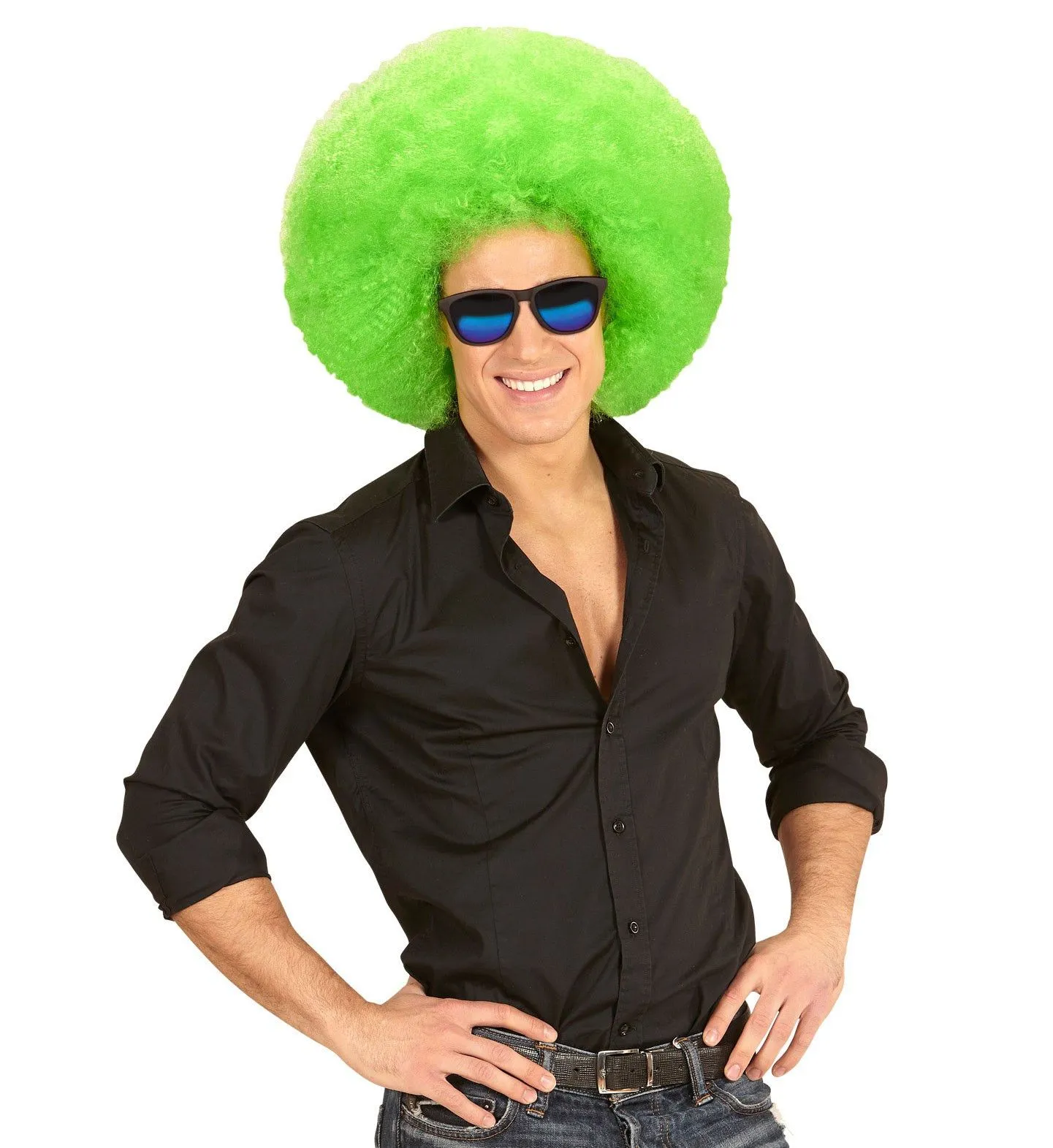 WIDMANN Soul Diva Pruik, Afro Extra Groot Groen - Afbeelding 2