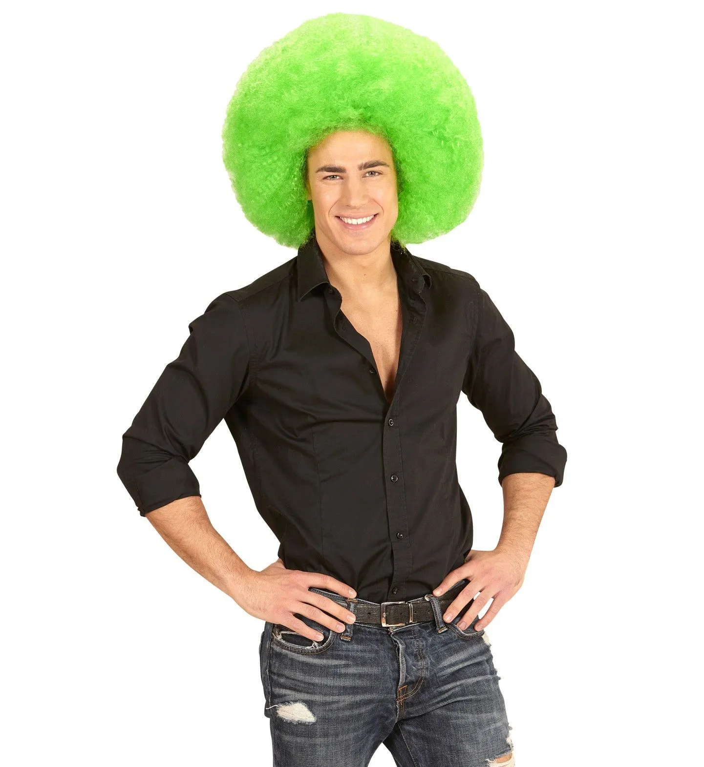 WIDMANN Soul Diva Pruik, Afro Extra Groot Groen - Afbeelding 3