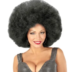 WIDMANN Soul Diva Pruik, Afro Extra Groot Zwart