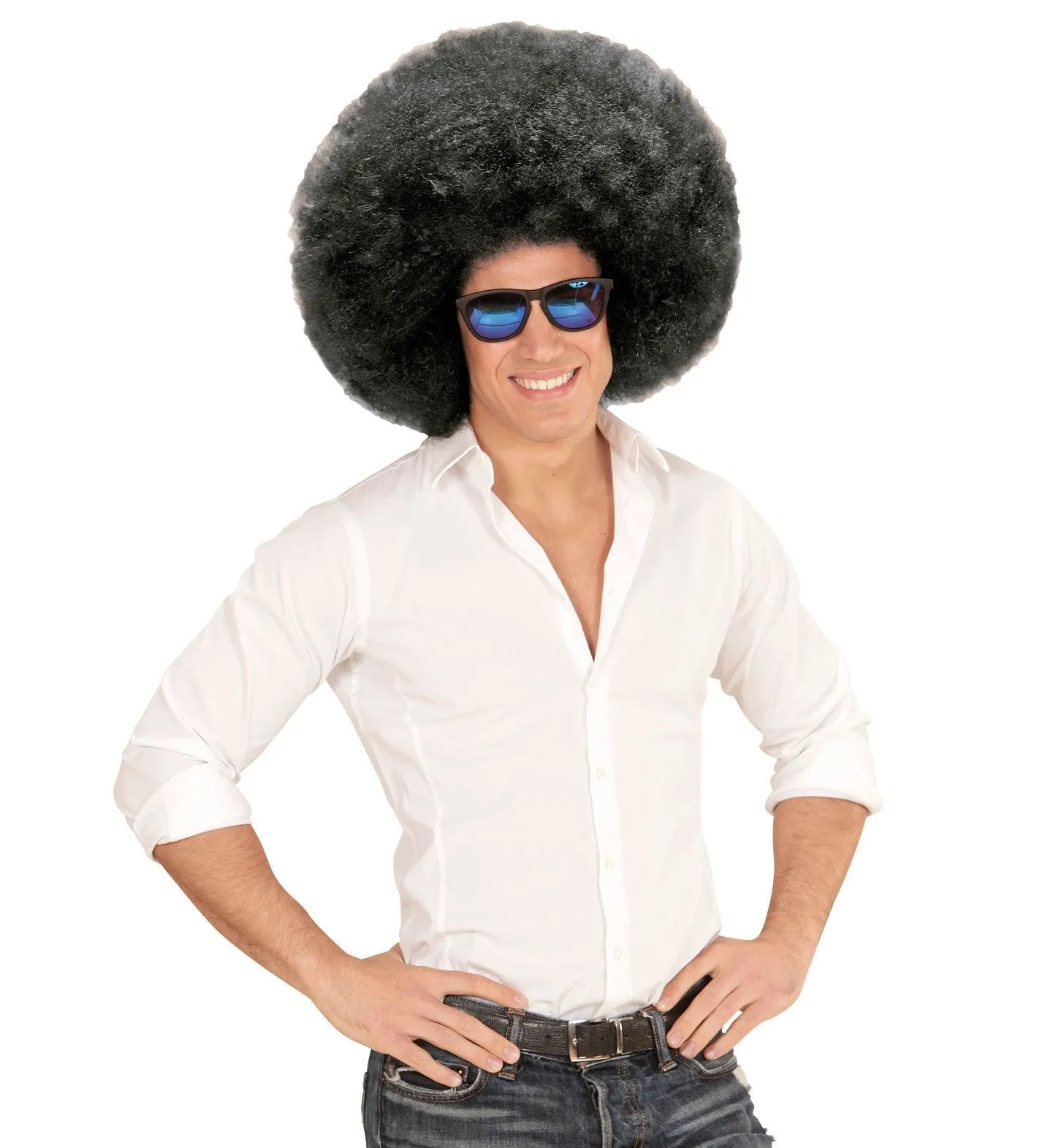 WIDMANN Soul Diva Pruik, Afro Extra Groot Zwart - Afbeelding 2