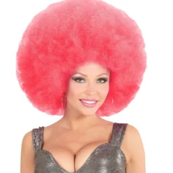 WIDMANN Soul Diva Pruik, Afro Extra Groot Roze