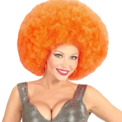 WIDMANN Soul Diva Pruik, Afro Extra Groot Oranje