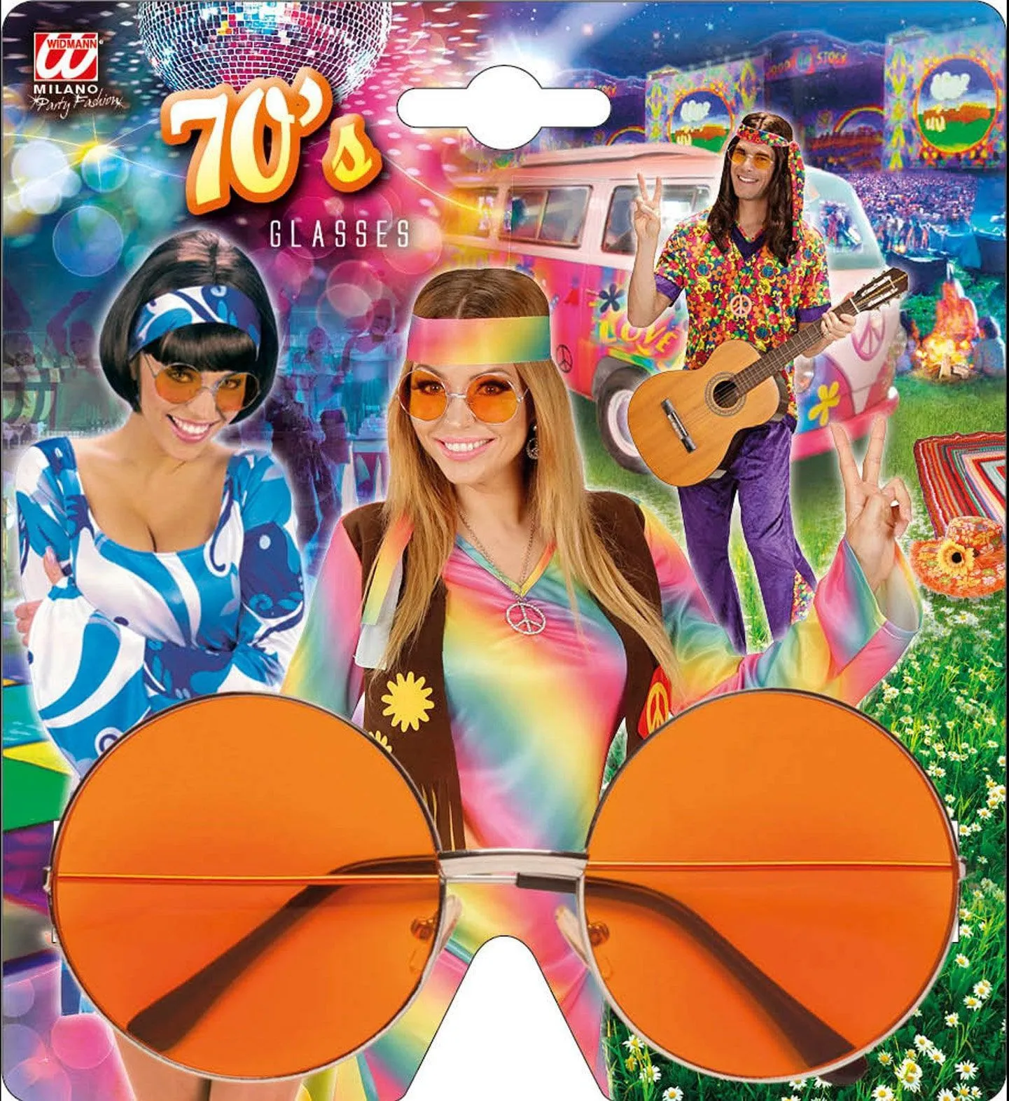 WIDMANN Freaky Bril, 70s Oranje Glas - Afbeelding 2