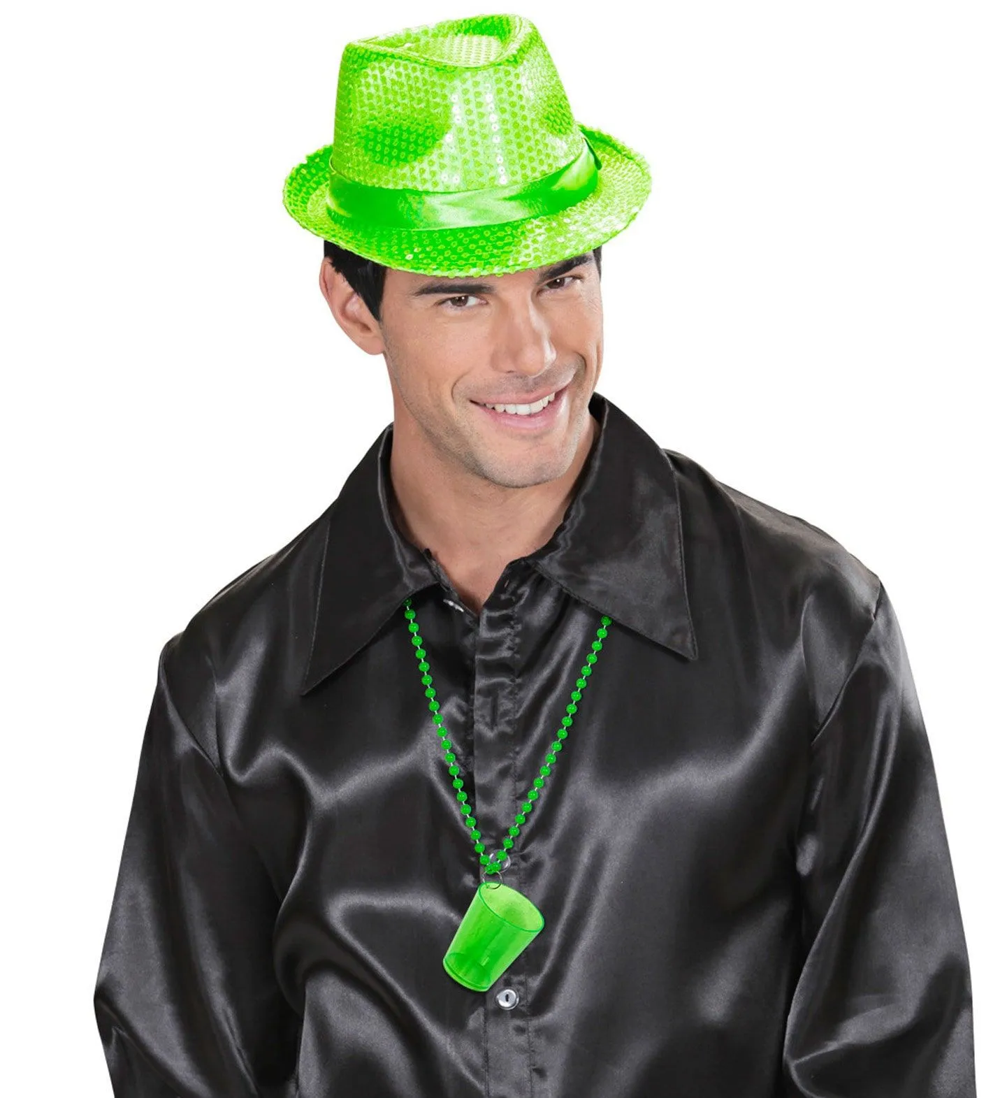 WIDMANN Funky Shot Glas Neon Groen Met Ketting - Afbeelding 3