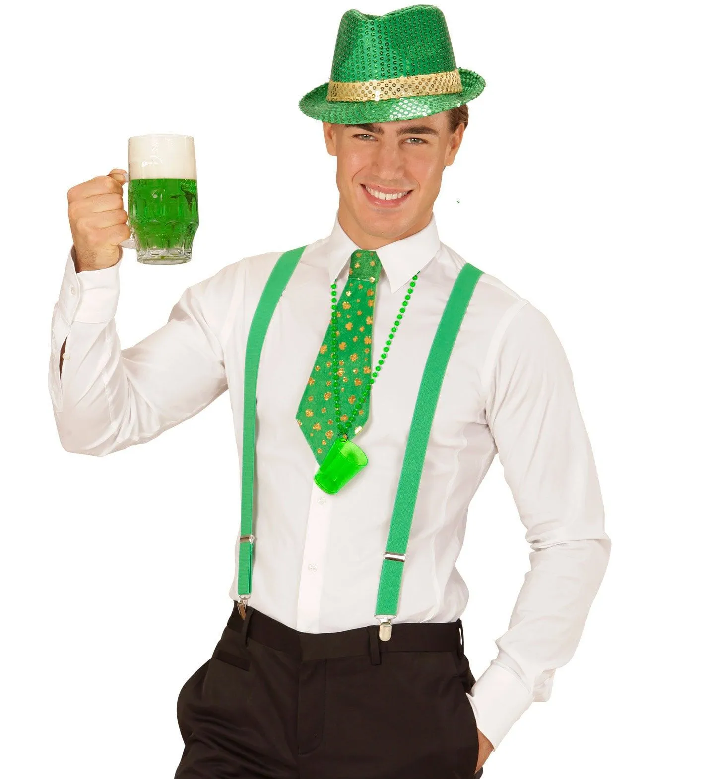 WIDMANN Funky Shot Glas Neon Groen Met Ketting - Afbeelding 5