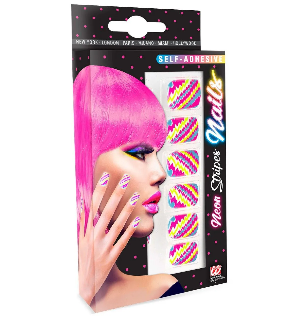 WIDMANN Bonte Nagels Streepjes Neon - Afbeelding 2