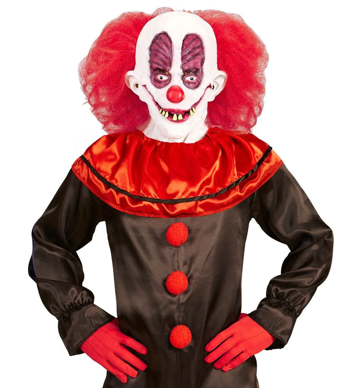 WIDMANN Masker Gekke Clown Slechte Gebit Met Haar Inclusief Nek - Afbeelding 2