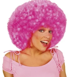 WIDMANN Pruik Jimmy Flash Extra Krul, Neon Roze