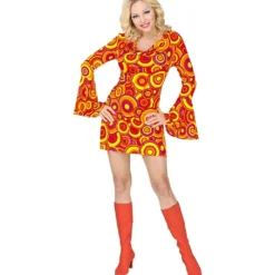 WIDMANN Oranje Blauwe Bellen Bubbels Jaren 70 Vrouw Kostuum