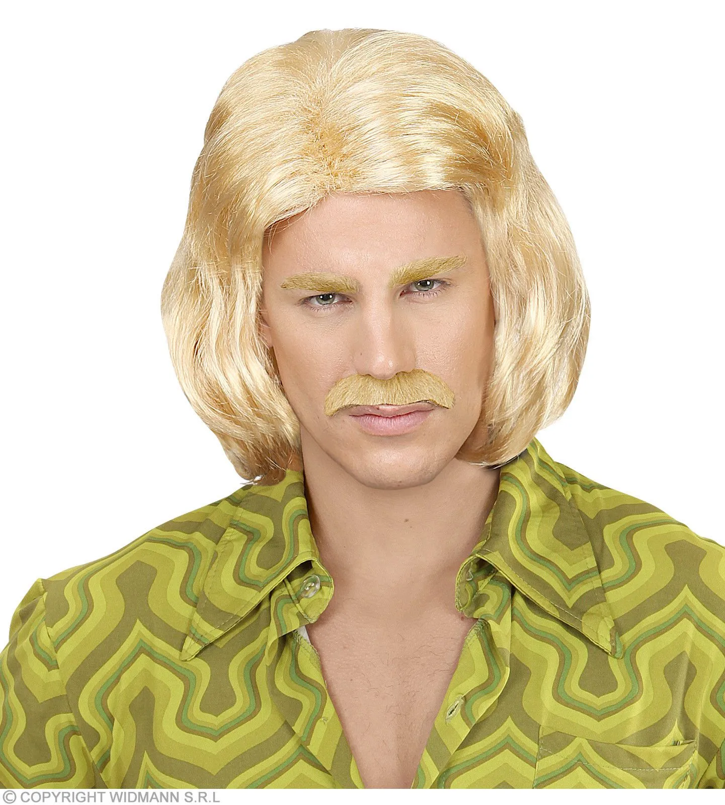 WIDMANN Foute Blonde 70s Dandy Pruik En Snor - Afbeelding 2