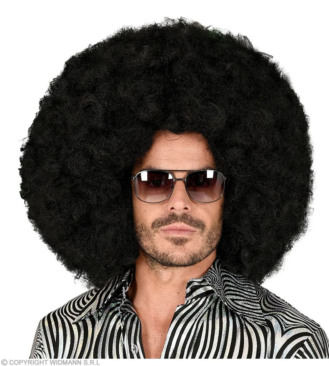 WIDMANN Gigantisch Grote Afro Disco Pruik Zwart Tito